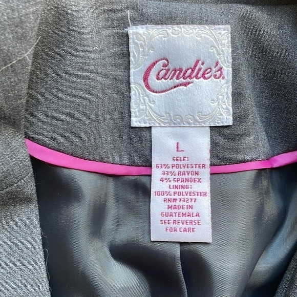 Candie’s L Button Front Blazer Jacket Women's Large Gray EUC Interview Business - Picture 4 of 9